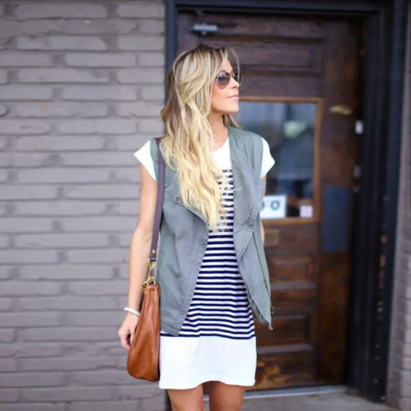 Women Sexy Dress Striped Casual Evening Party Short Mini Dress Large Size Sxl Girls Ladies Office Vestido 2