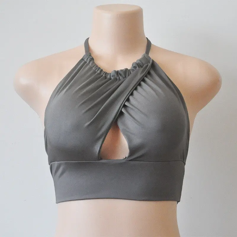 Women Sexy Halter Top Drawstring Push Up Bustier Crop Top Cropped Tank Top Sleeveless Women Short Crop Tops 9