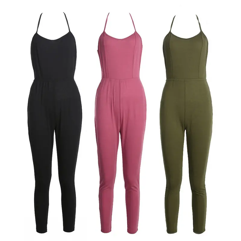 Women Sexy Jumpsuits Casual Rompers Backless Bind Spaghetti Strap Bodycon V-Neck Rompers Womens Jumpsuit Combinaison Femme 5