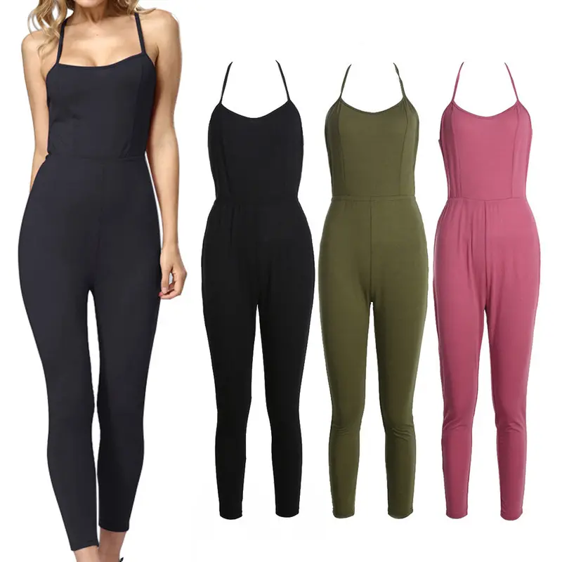 Women Sexy Jumpsuits Casual Rompers Backless Bind Spaghetti Strap Bodycon V-Neck Rompers Womens Jumpsuit Combinaison Femme 6
