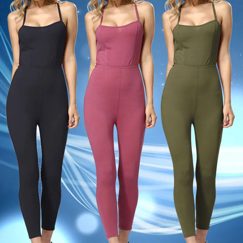 Women Sexy Jumpsuits Casual Rompers Backless Bind Spaghetti Strap Bodycon V-Neck Rompers Womens Jumpsuit Combinaison Femme 7
