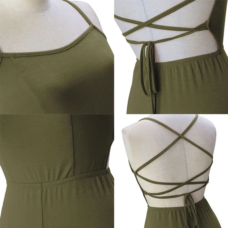 Women Sexy Jumpsuits Casual Rompers Backless Bind Spaghetti Strap Bodycon V-Neck Rompers Womens Jumpsuit Combinaison Femme 8