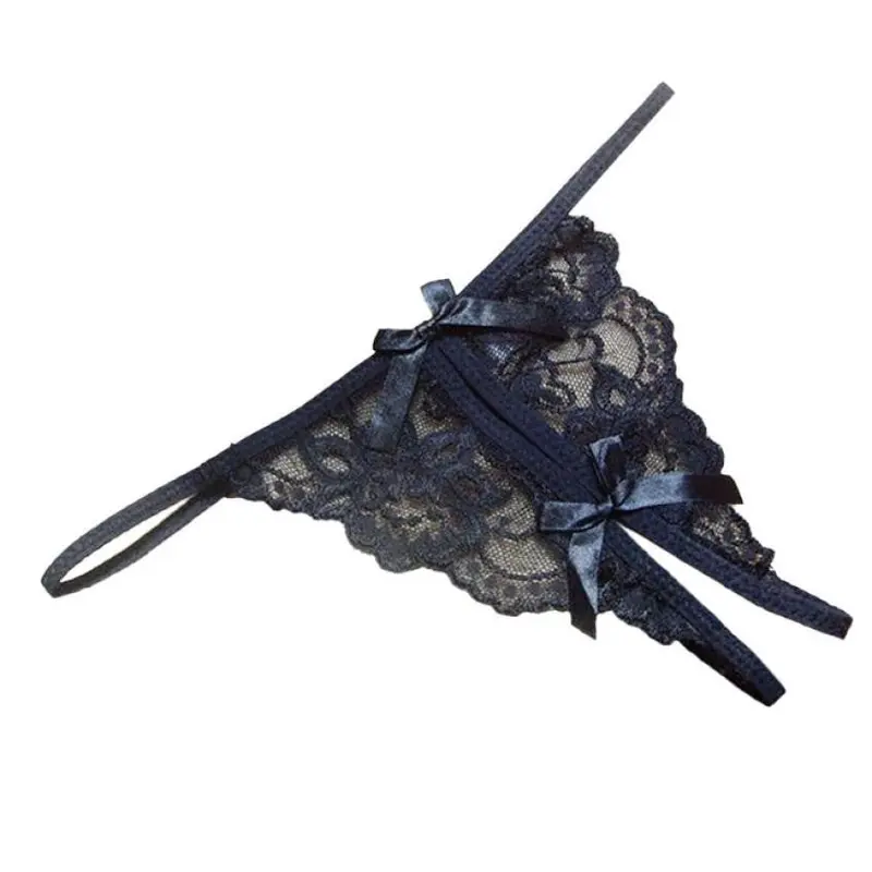 Women Sexy Lace Panties Thong Panties Ropa Interior Open Fork Brief Gstring Underwear Lady Bow Knicker Tback 1