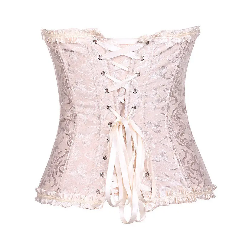 Women Sexy Satin Corset Brocade Floral Bustier Top Lace Up Back Lingerie Bodyshaper Shapewear Waist Training Corsets S~6Xl 11