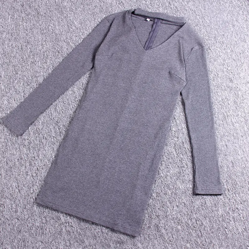 Women Sexy Slim Package Hip Clubwear Bandage Mini Dress Hollow Out V-Neck Long Sleeve Bodycon Vestidos M0609 8