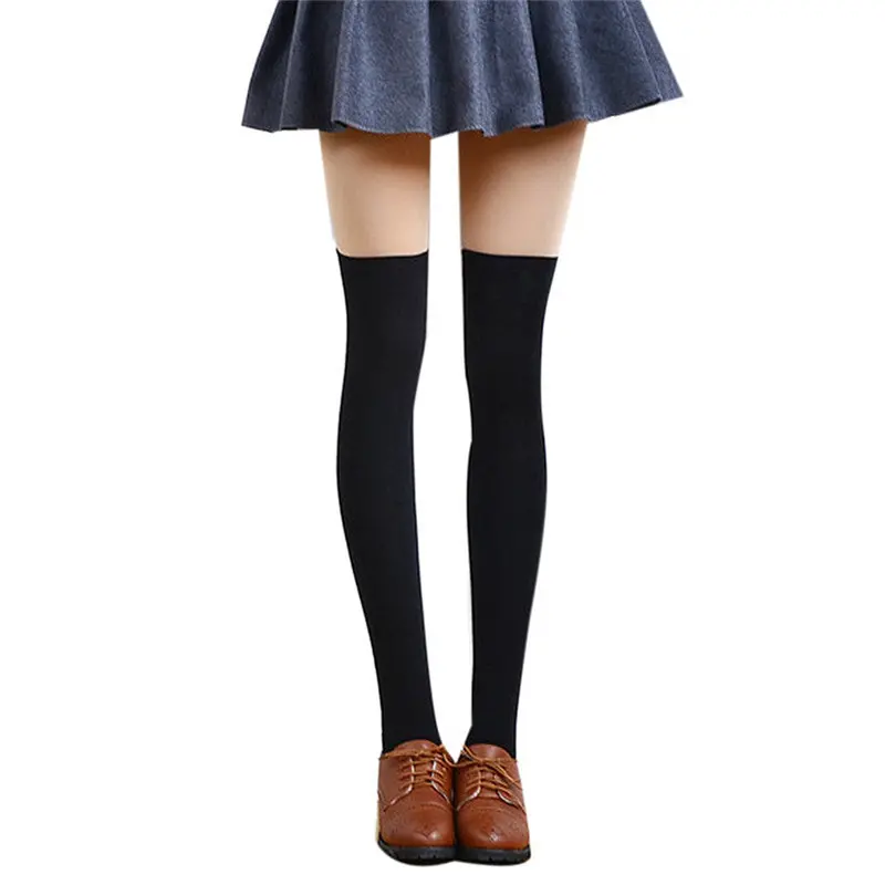 Women Sexy Stockings Thigh High Over The Knee Socks Long Cotton Stockings Chaussette Haute Black Kousen Feida 1