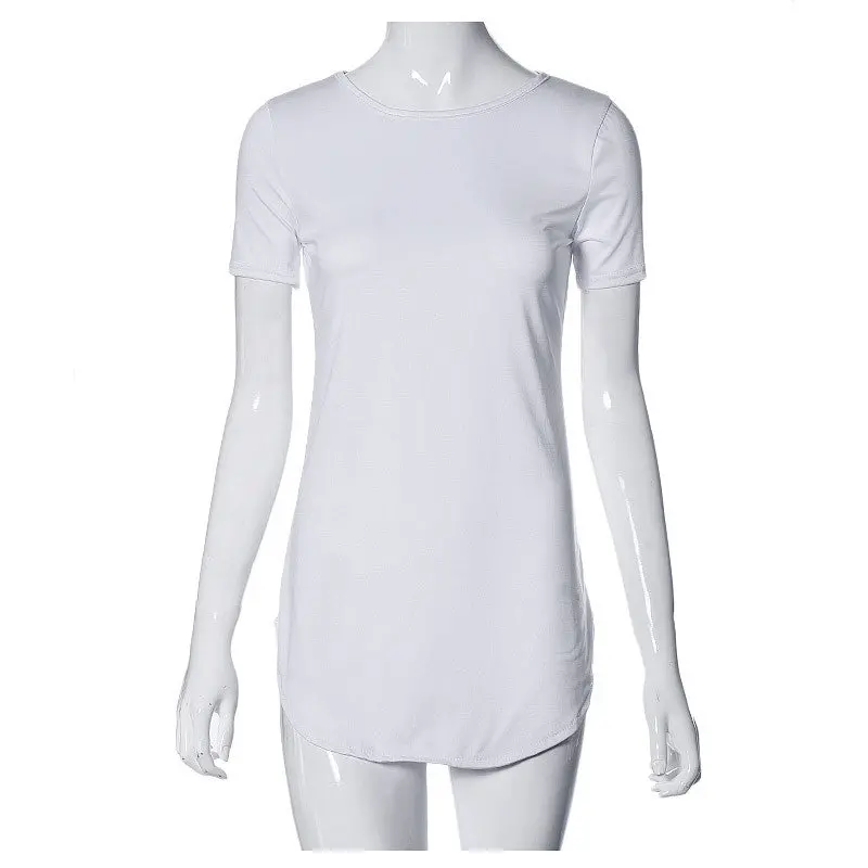 Women Sexy Tops Vestidos Casual Short Sleeve Solid Side Slit T Shirt Party Bodycon Mini Night Club Dresses Plus Size 1