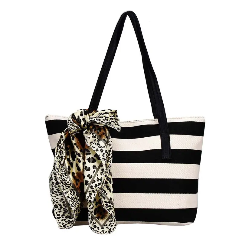 Women Shopping Bag Big Canvas Striped Plaid Hbags Women Famous Designer Shoulder Bags Ladies Party Tote Bolsa Feminina 1