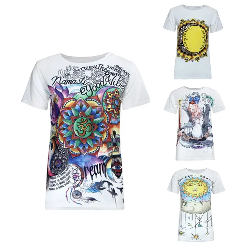 Women Short Sleeve Vintage Printed T Shirt Casual Loose Tee Cartoon Print T Shirt Women Blusa Crop Top 7