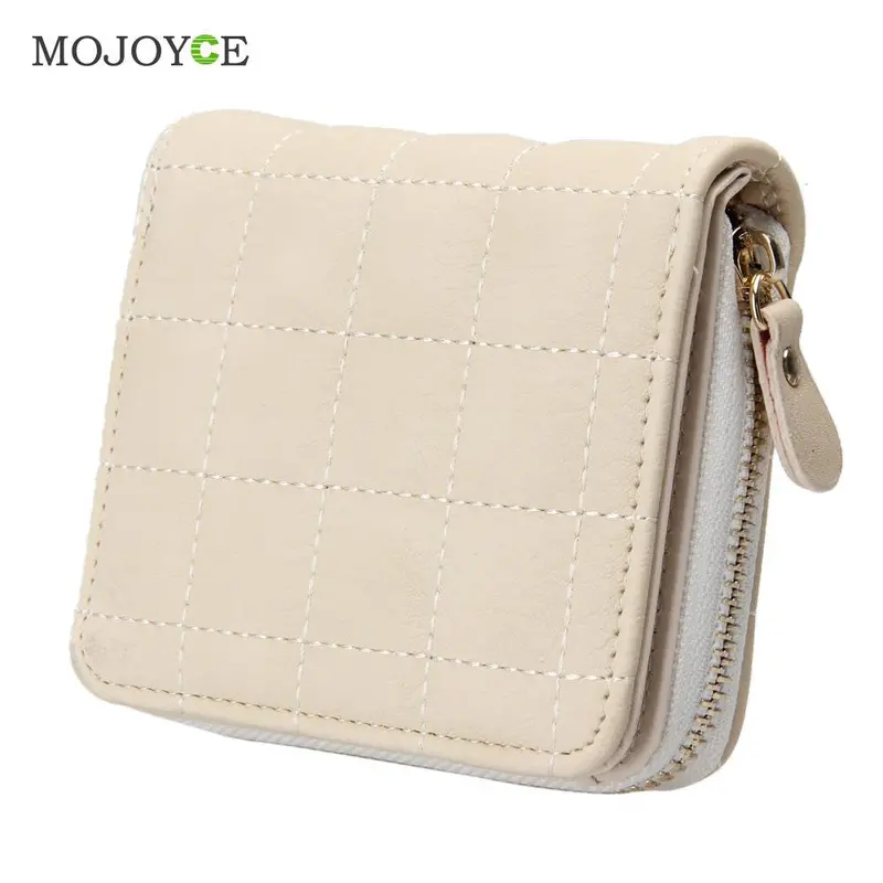 Women Short Wallets Pu Leather Female Plaid Purses Nubuck Card Holder Women Wallets Zipper Clutch Matte Coin Purse Card Holder 3
