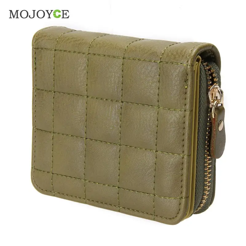 Women Short Wallets Pu Leather Female Plaid Purses Nubuck Card Holder Women Wallets Zipper Clutch Matte Coin Purse Card Holder 4