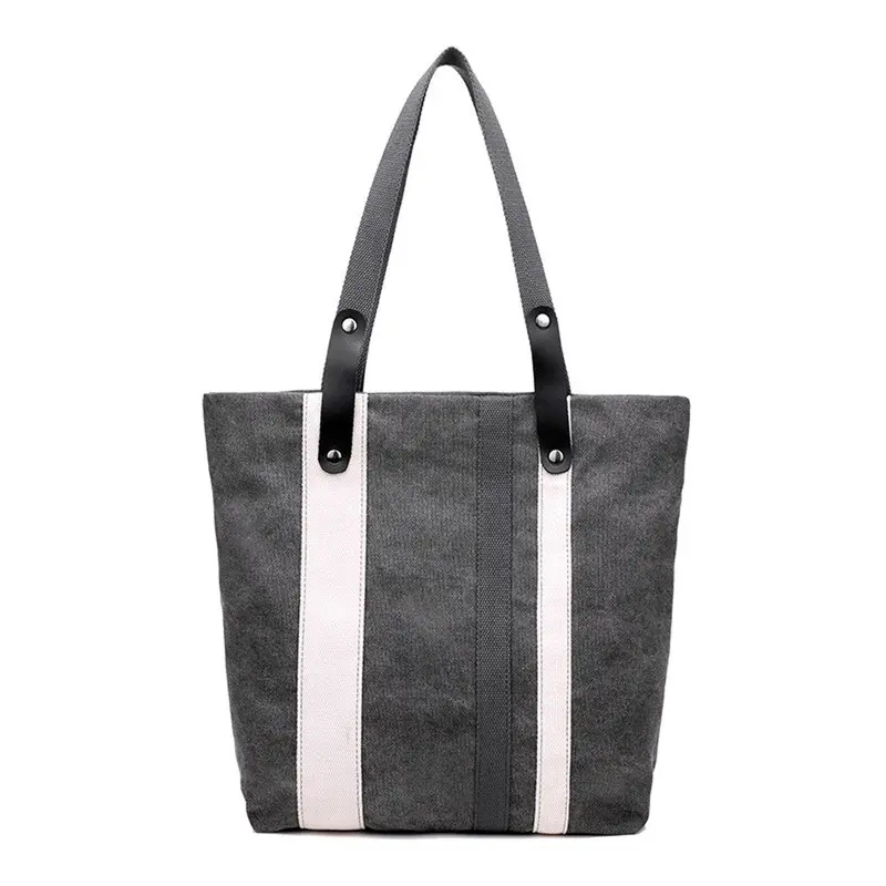 Women Shoulder Bag Canvas Stripe Messenger Bag Hbag Bag Large Tote Ladies Purse Cross Body Bag Bolsas 2