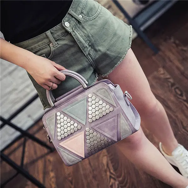 Women Shoulder Bags Rivet Triangle Geometry Crossbody Bag Hbag Bag Large Tote Purse Women's Hbags 4