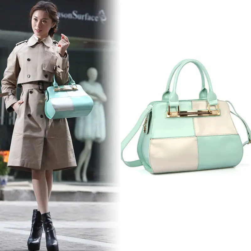 Women Simple Style Pu Leather Clutch Hbag Bag Totes Purse 2