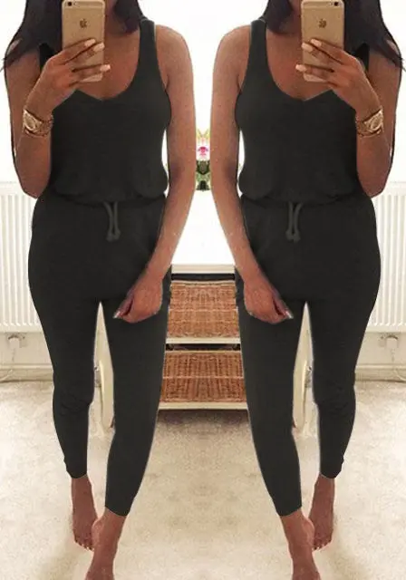 Women Sleeveless Bodycon Playsuit Black Grey Bandage Jumpsuits Overalls Casual Bodysuits Femininos Gv182 1