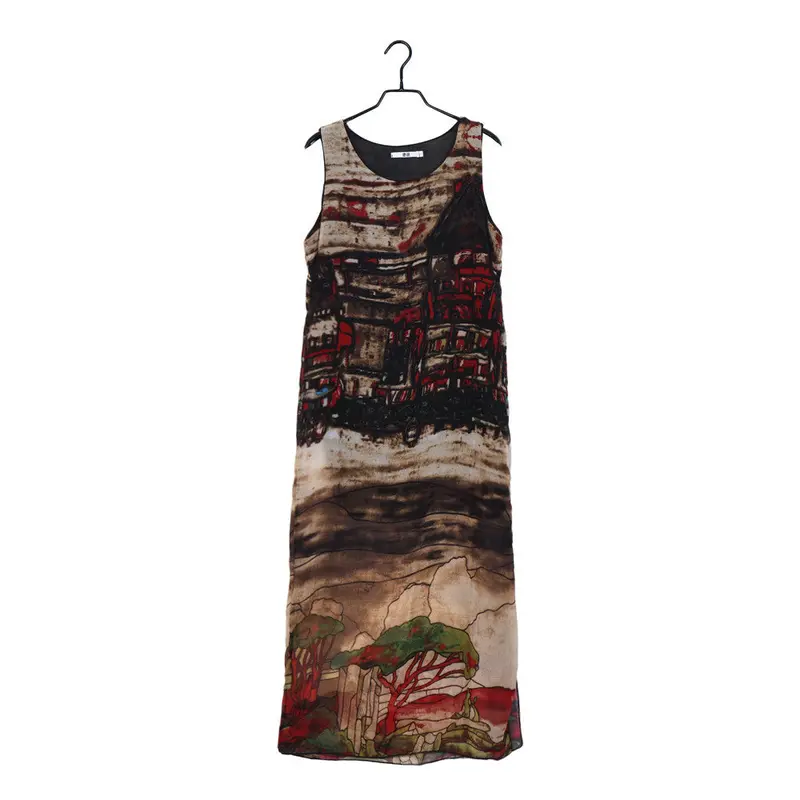 Women Sleeveless Chiffon Long Retro Elegant House Casual Beach Sundress Dress Robe Feida 1
