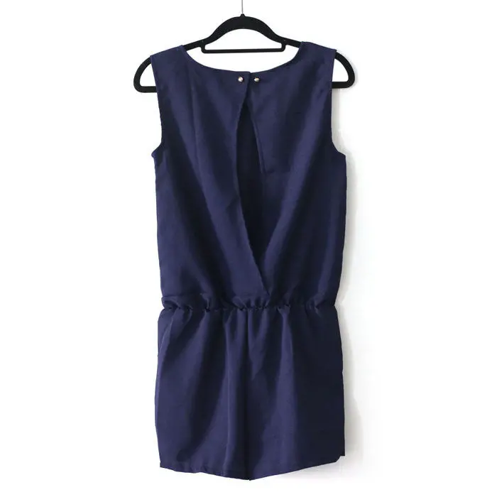 Women Sleeveless Jumpsuits Beach Bowknot Casual Shorts Jumpsuit Sexy Girls Lady Romper Loose Playsuit #G091 2