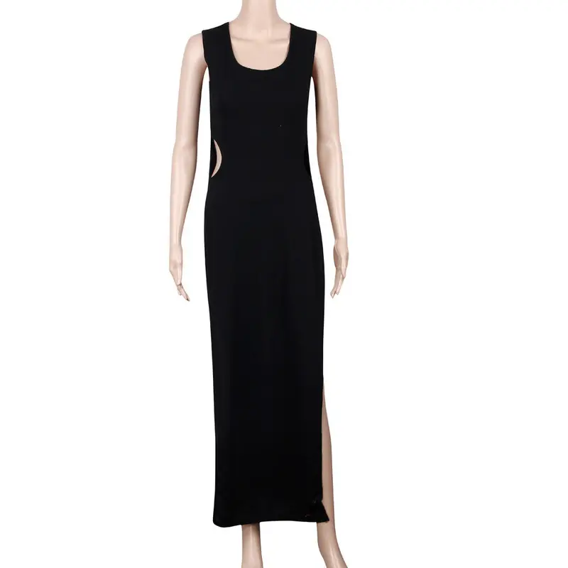 Women Sleeveless Maxi Dress Black Long Dress With Open Side Clubwear Vestidos De Fiesta Sale Feida 2