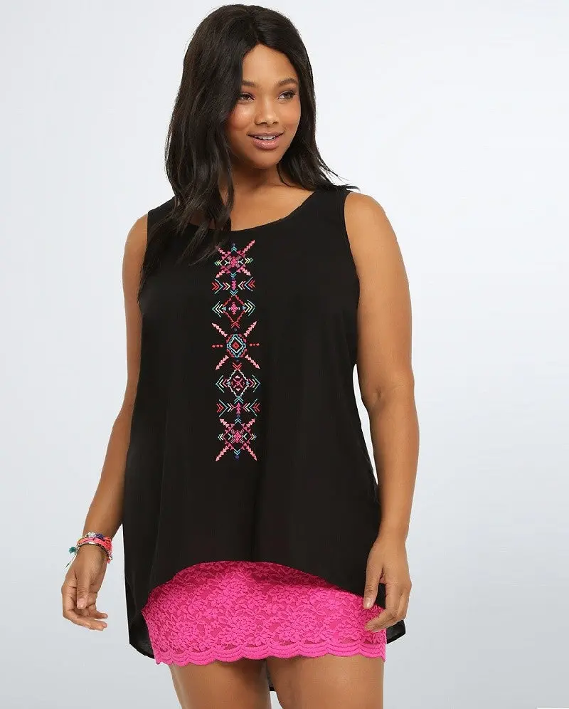 Women Sleeveless Sexy Blouse Big Size Women Clothing Black Lace Patchwork Casual Loose Tank Top Chiffon Blusas M0136 7