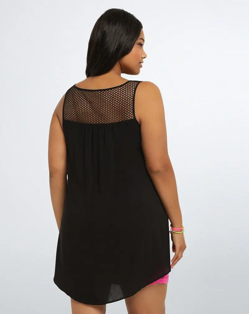 Women Sleeveless Sexy Blouse Big Size Women Clothing Black Lace Patchwork Casual Loose Tank Top Chiffon Blusas M0136 8