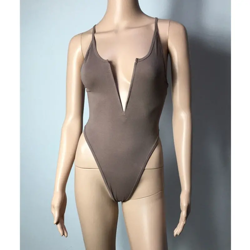 Women Solid Color Spaghetti Strap Stretchy Bodysuit Leotard Sexy Style Young Ladies Favorite 10