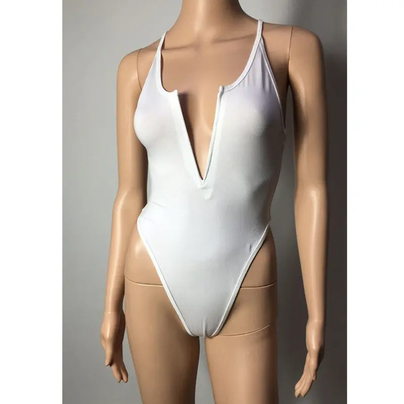 Women Solid Color Spaghetti Strap Stretchy Bodysuit Leotard Sexy Style Young Ladies Favorite 4