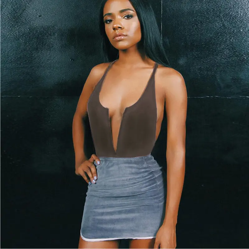 Women Solid Color Spaghetti Strap Stretchy Bodysuit Leotard Sexy Style Young Ladies Favorite 9