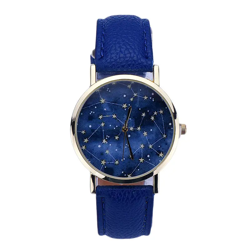 Women Star Pattern Dress Watch Vintage Girls Boys Printed Montre Leather Analog Quartz Bracelet Hour 1