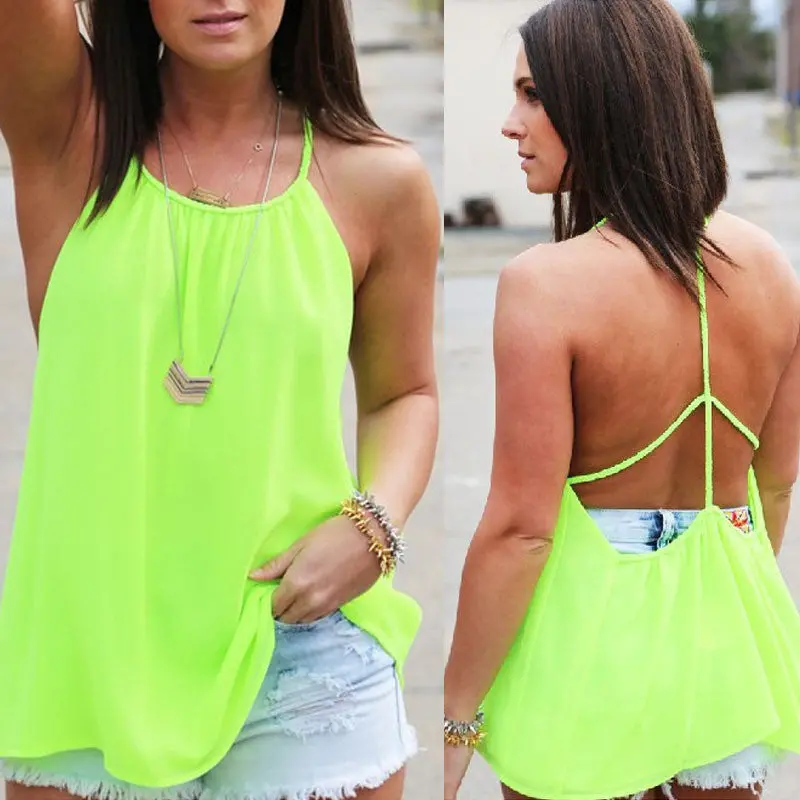 Women Style Casual Sleeveless Shirt Chiffon Vest Tank Top Blouse Feida 1
