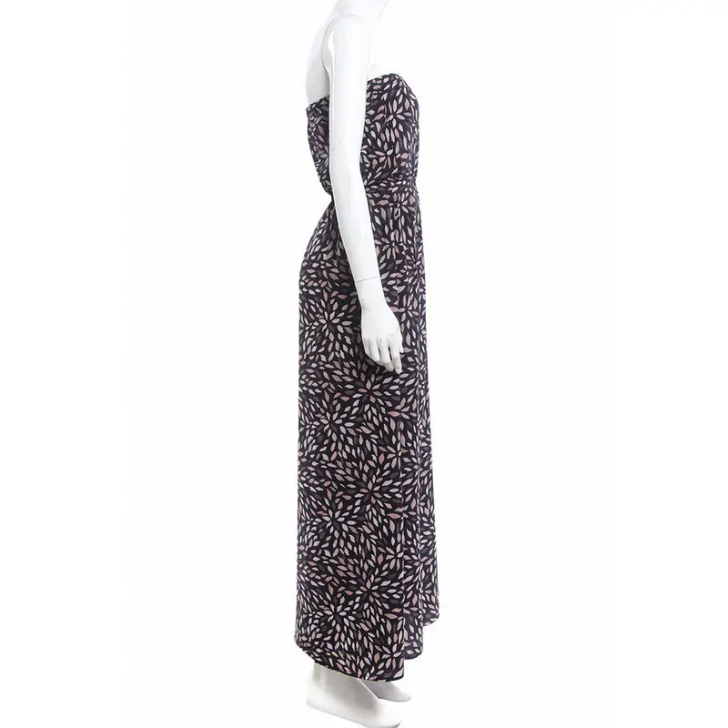 Women Style Print Tube Top Split Long Dress Elegant Design Women Long Dresses Sleeveless Sexy Maxi Dress 3