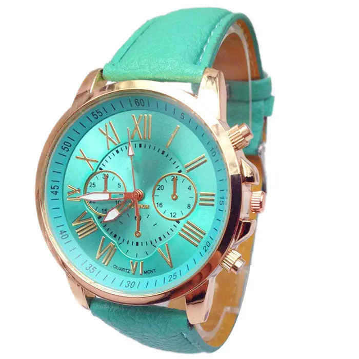 Women Stylish Geneva Numerals Faux Dress Watch Luxury Leather Quartz Wrist Watch Montre 3