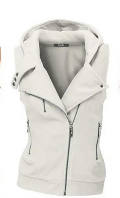 Women Sweashirt Multicolor Zipper Tank Casual Solid Hoodies With Hat Sleeveless V-Neck Tops M0611 1