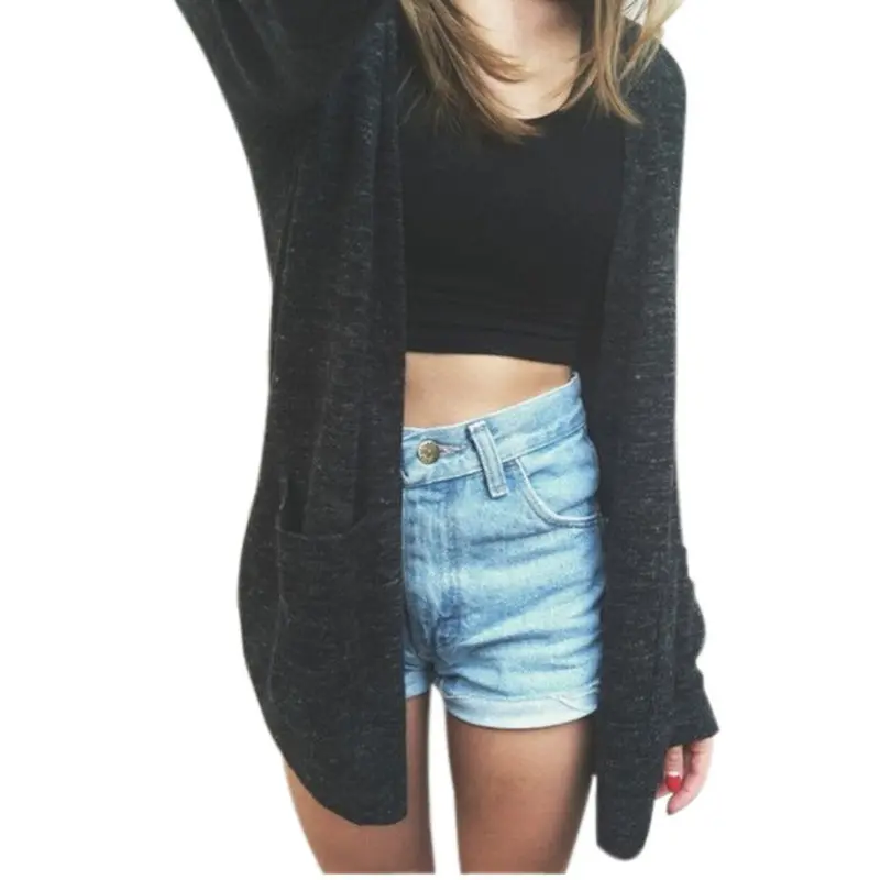 Women Sweater Long Sleeve Knitted Cardigan Loose Sweater Outwear Jacket Women Coat Sweater 1