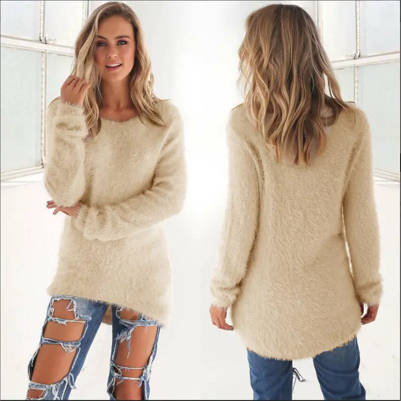 Women Sweater Pullovers Casual Knitted Sweaters O-Neck Loose Long Sleeve Solid Sweaters Pullover Gv386 1