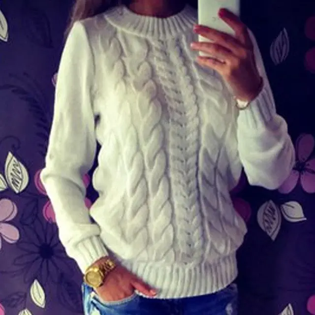 Women Sweater Tops Slim Solid Casual Women Sweaters Warm Pullovers Knitwear M0445 5