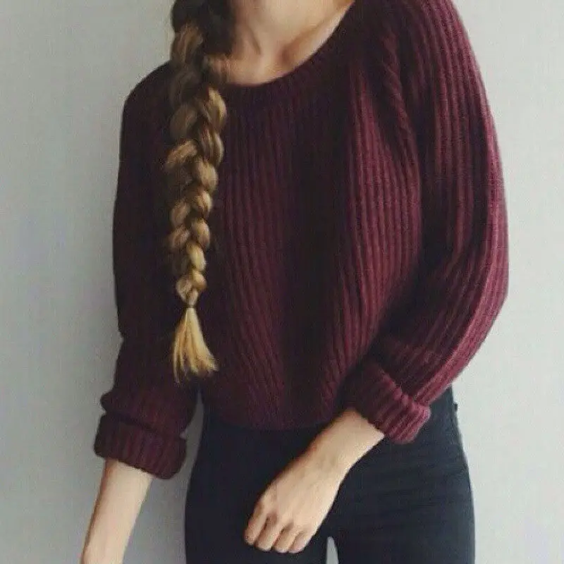 Women Sweaters Tops Pullovers Long Sleeve Casual Slim Crop Sweater Solid Knitted Mujer Jumpers Sweaters M0449 1