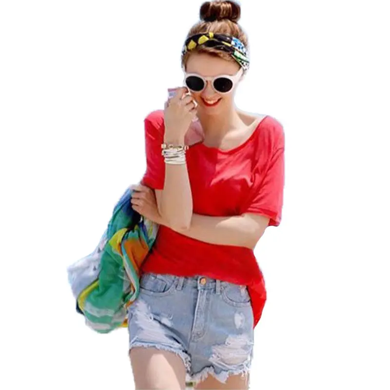 Women T Shirt Soft Bamboo Fiber Cotton T Shirt For Women Solid Color Casual Top Short Sleeve Tee Shirt Femme 1