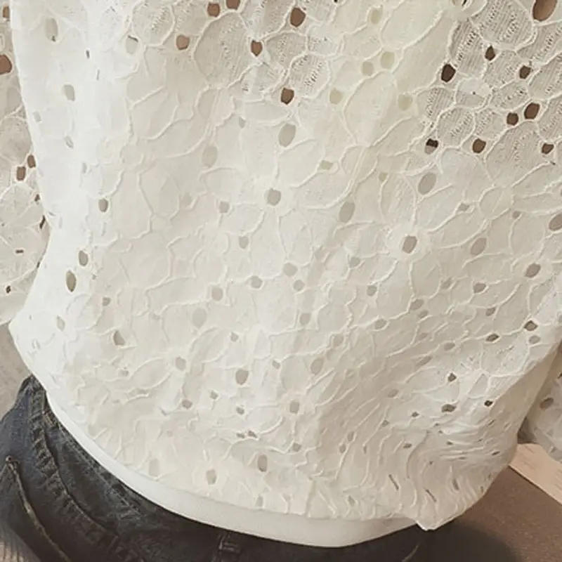 Women Thin Lace Jacket Tops Cotton Bomber Jacket Long Sleeve Coat St Collar Slim Fit Outerwear Plus Size 8