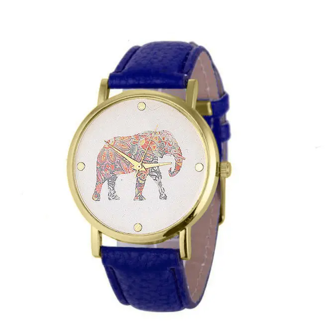Women Top Famous Luxury Casual Quartz Watch Ladies Watch Elephant Printing Pattern Weaved Leather Dial Watch Feida 5