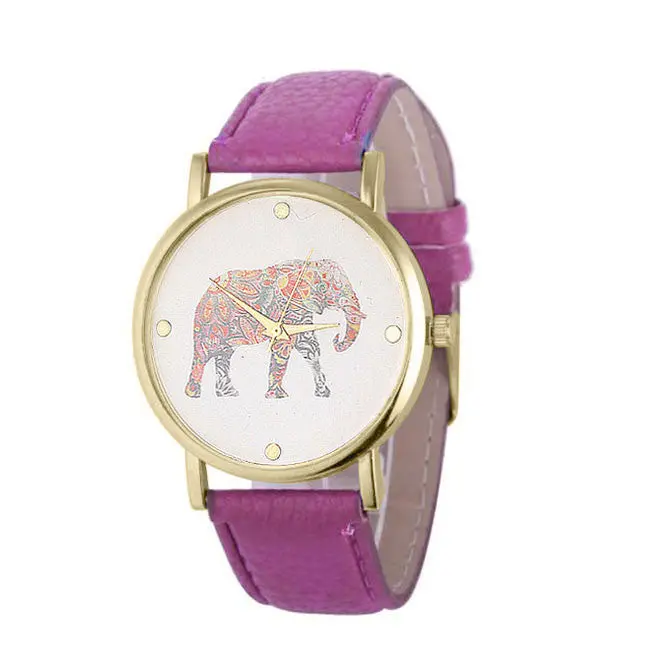 Women Top Famous Luxury Casual Quartz Watch Ladies Watch Elephant Printing Pattern Weaved Leather Dial Watch Feida 7
