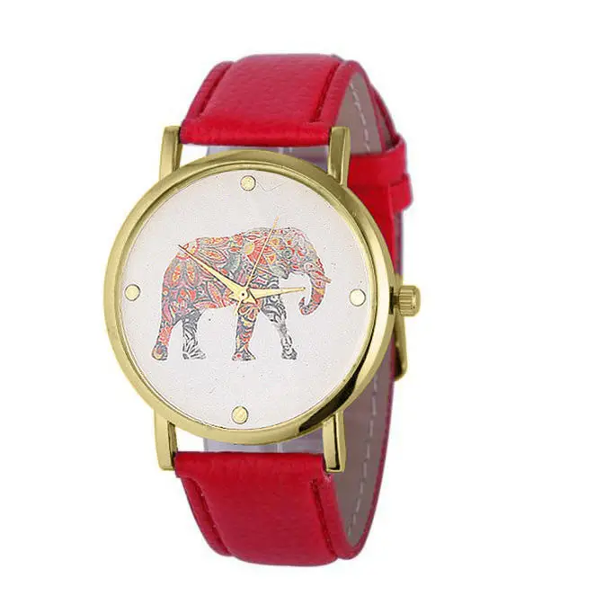 Women Top Famous Luxury Casual Quartz Watch Ladies Watch Elephant Printing Pattern Weaved Leather Dial Watch Feida 8
