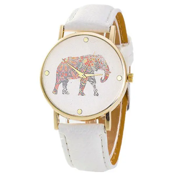 Women Top Famous Luxury Casual Quartz Watch Ladies Watch Elephant Printing Pattern Weaved Leather Dial Watch Feida 9