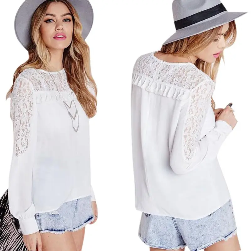Women Tops And Blouses Ladies Chiffon Blouse Shirt Long Sleeve O- Neck Bow Tops Chemisier Femme Manche Longue 1