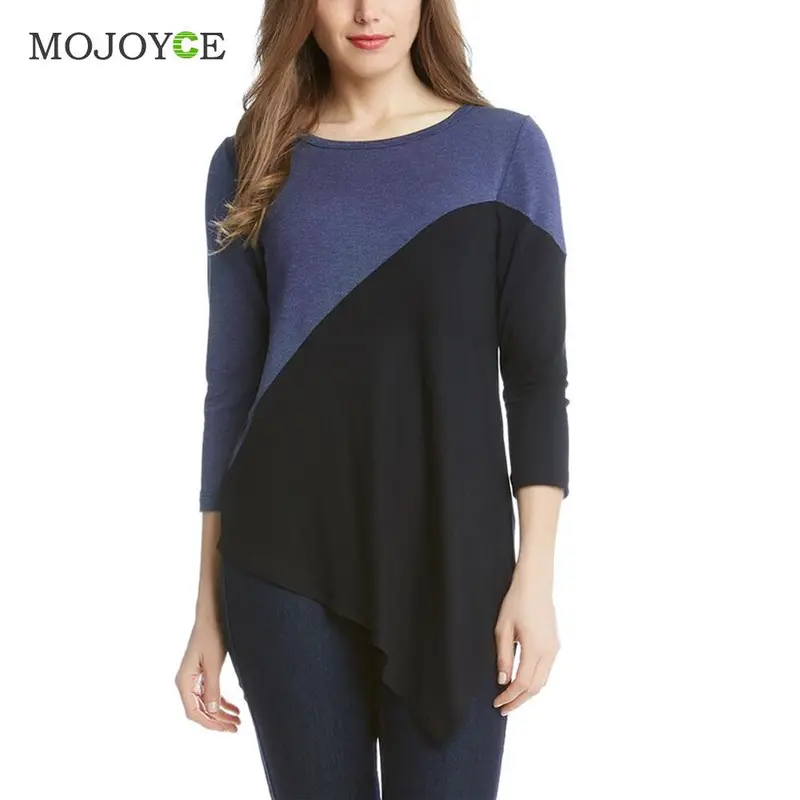 Women Tops Blusas Femininas Long Sleeve Irregular Joining Together T-Shirt Women Plus Size Blusa Camisetas Mujer 1