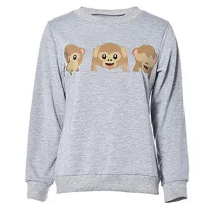 Women Tops Monkey Emoji Printed Long Sleeve Blusas Femininas Pullover Shirt Tops Blouse Invierno Dames Bloezen 9