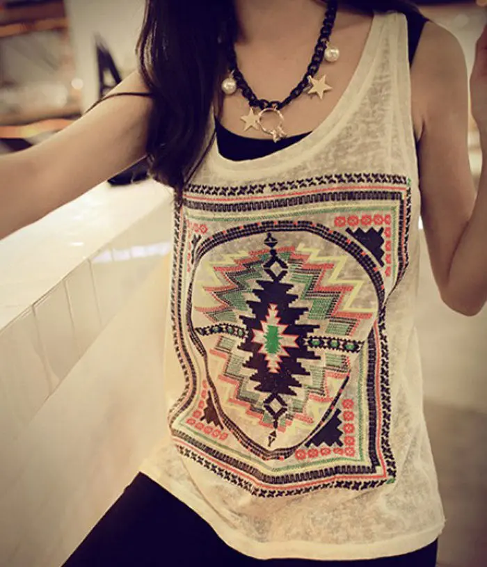 Women Tops Retro Sleeveless Blouse Lady Tees Beach Vest Casual Casualy Tank Girl Cute Topo 1