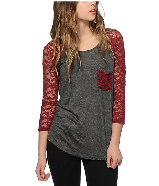 Women Tops & Tees Casual Lace Pachwork Three Quarter T-Shirts Slim O-Neck T Shirt Women's Clothing Plus Size Gv102 4