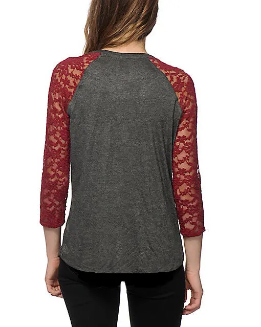 Women Tops & Tees Casual Lace Pachwork Three Quarter T-Shirts Slim O-Neck T Shirt Women's Clothing Plus Size Gv102 5