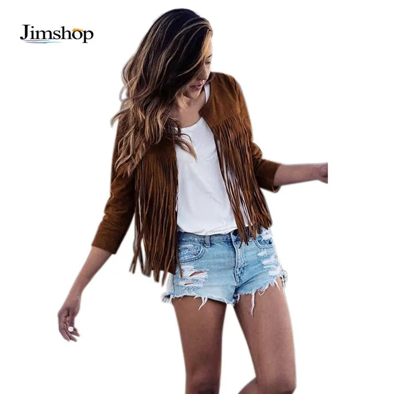 Women Tops Womens Ladies Slim Tassels Top Blouse Outwear Coat Jacket For Jaqueta Chaqueta 1