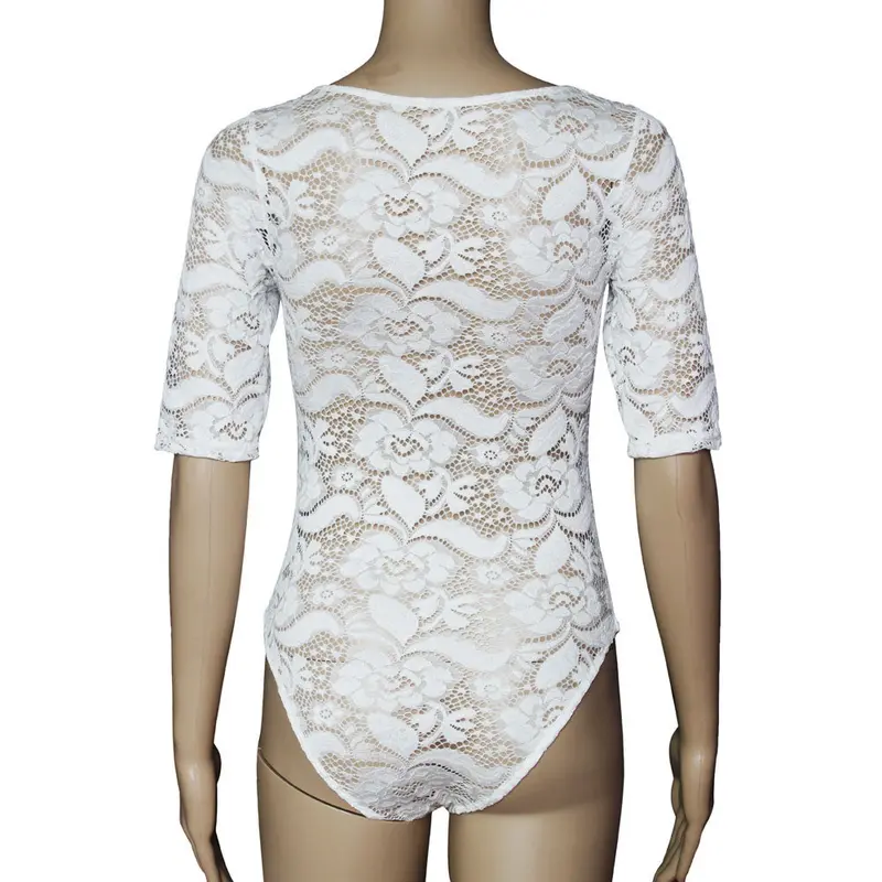 Women Translucent Sexy Short Sleeve Lace Jumpsuit Rompers Playsuit Bodysuit Tops 4